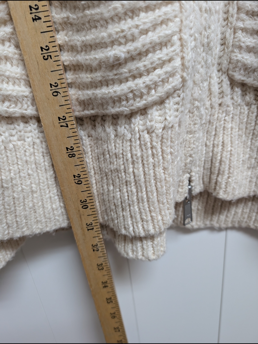 Pilcro Cozy Cream Zip-Front Knit Sweater, Medium - Picture 6 of 7